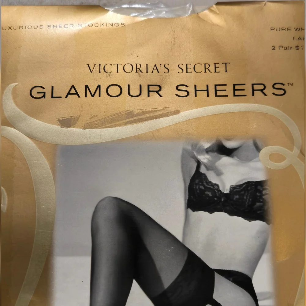 Victoria's Secret Glamour Sheers Lace Top Thigh Highs Pure White Size L One Pair